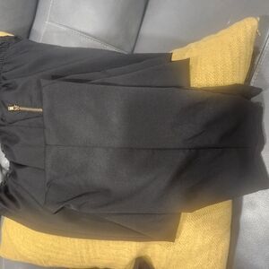 Black Pleated Skirt with Gold Zipper